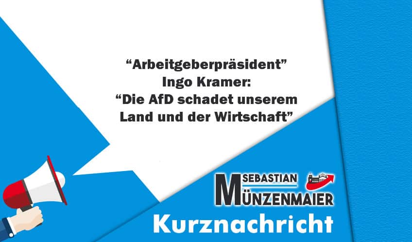 “Arbeitgeberpräsident” Ingo Kramer meint, die AfD schade der deutschen Wirtschaft