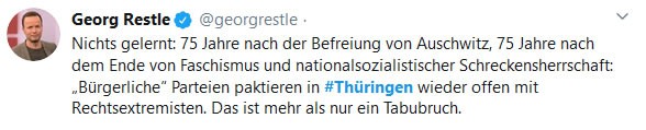 Georg Restle Tweet - Ramelow Abwahl