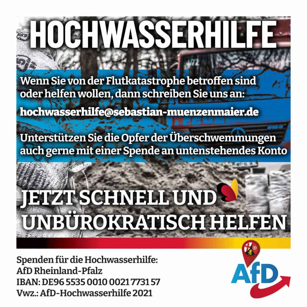 Flutkatastrophe AfD RheinlandPfalz organisiert Hochwasserhilfe